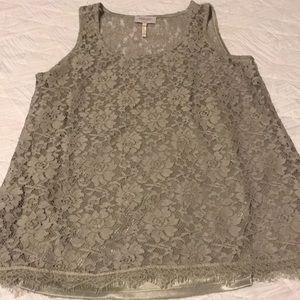 Grey lace top.